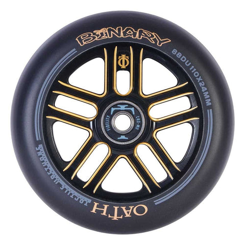 Oath Binary 110mm x 24mm Wheels - SOLD AS A PAIR - Black / Orange