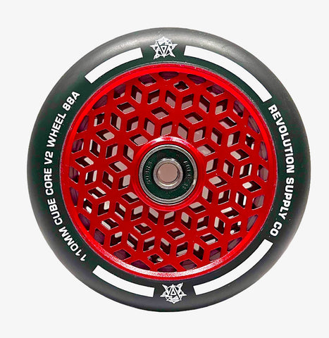 Revolution Cube Core Stunt Scooter Wheels 110mm - Black on Red - SOLD AS A PAIR
