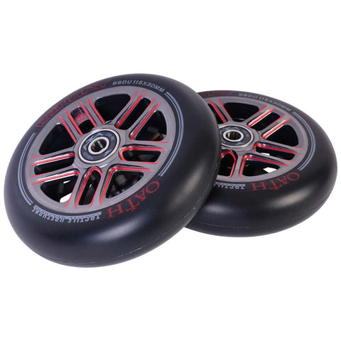 Oath Binary 115mm x 30mm Wheels - SOLD AS A PAIR - Red / Titanium