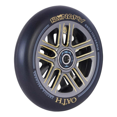 Oath Binary 110mm x 24mm Stunt Scooter Wheels - SOLD AS A PAIR - Gold / Titanium