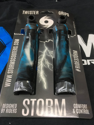 Storm Twister Scooter Grips - Black / White / Blue - Pro Xtreme Sports