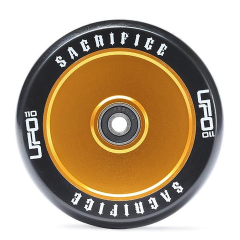 Sacrifice UFO Scooter Wheels – Black on Gold 110mm - Pro Xtreme Sports