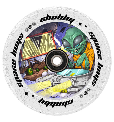 Chubby Space Boy Alien Wheels 110mm Wheels - Clear / Glitter - Sold As A Pair