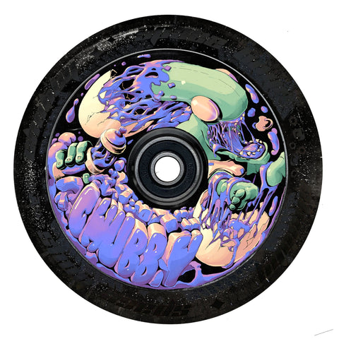 Chubby Baby Alien Purple 110mm Wheels  - Black Glitter PU -  Sold As A Pair