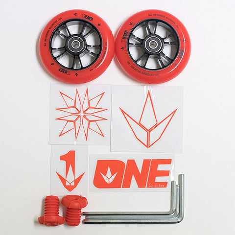 Blunt Envy One Colour pack 100mm Wheels Bar Ends + Stickers + Allen keys - Red