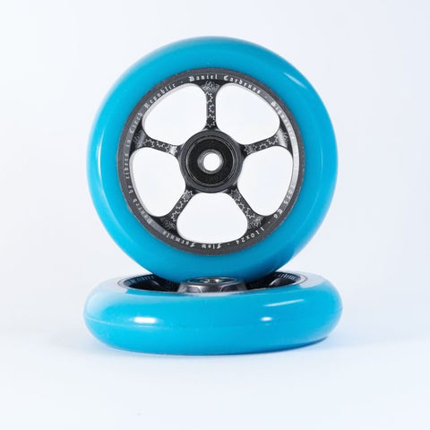 Vinyl Republic Daniel Cardenas Signature Scooter Wheels - 110 mm - Gunmetal Grey / Baby Blue - Sold As A Pair
