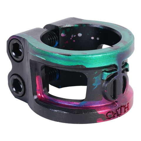Oath Cage V2 Alloy 2 Bolt Clamp - Green/Pink/Black