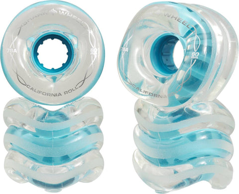 Shark California Roll Longboard Wheels 60mm - Clear with Blue Hub