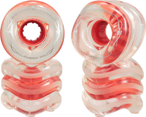 Shark California Roll Longboard Wheels 4-pack - Clear With Red Hub